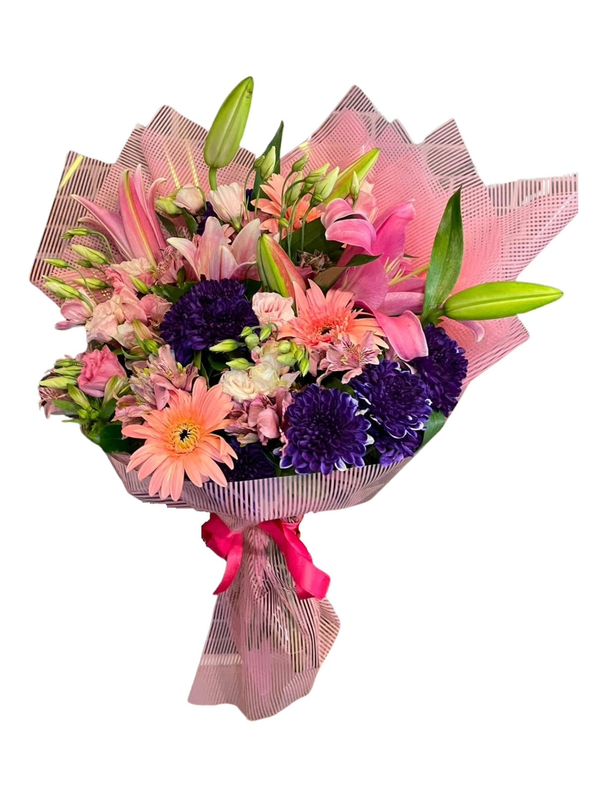 Pembe lilyum bahar buketi